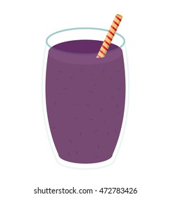 juice glass drinking straw drink beverage fresh icon. Flat and isolated design. Vector illustration