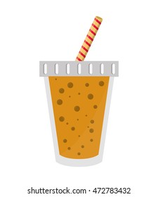juice glass drinking straw drink beverage fresh icon. Flat and isolated design. Vector illustration