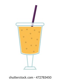 juice glass drinking straw drink beverage fresh icon. Flat and isolated design. Vector illustration