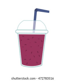 juice glass drinking straw drink beverage fresh icon. Flat and isolated design. Vector illustration