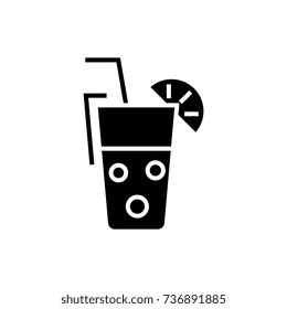 juice glass - drinks icon, vector illustration, black sign on isolated background