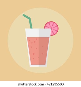 Juice glass Flat icon with long shadow. Vector