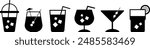 Juice Glass Flat Vector Icons, 