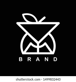 Juice glass and fresh logo concept with line