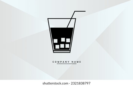 Icono plano del logotipo del cubo de hielo y vidrio de jugo