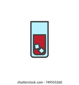 Juice glass with ice cubes filled outline icon, line vector sign, linear colorful pictogram isolated on white. Symbol, logo illustration. Pixel perfect vector graphics
