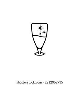 juice glass icon with cold water on white background. simple, line, silhouette and clean style. black and white. suitable for symbol, sign, icon or logo