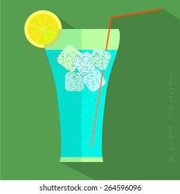 Juice glass icon. Flat icon with long shadow. Vector illustration
