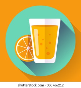 Juice glass icon. Flat icon with long shadow. Vector illustration