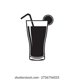 Juice glass icon silhouette vector illustration
