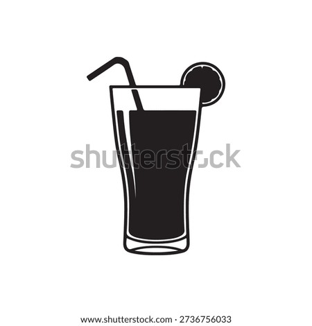 Juice glass icon silhouette vector illustration
