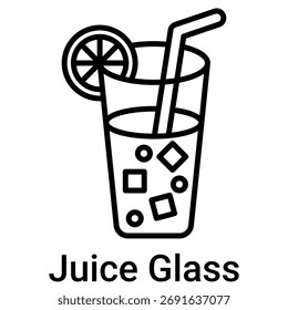 Ilustración vectorial de icono de vidrio de jugo