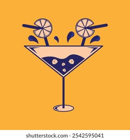 juice glass illustration vector design in peach and blue colors in a simple style. suitable for logos, icons, posters, advertisements, banners, companies, t-shirt designs, stickers, websites