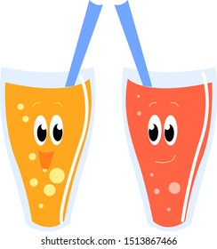 Juice in glass, illustration, vector on white background.