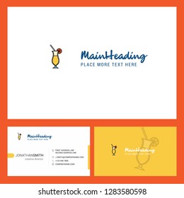 Juice glass  Logo design with Tagline & Front and Back Busienss Card Template. Vector Creative Design