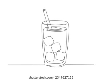 Juice glass one line vector. Continuous one line drawing of Juice drink glass. Editable stroke.