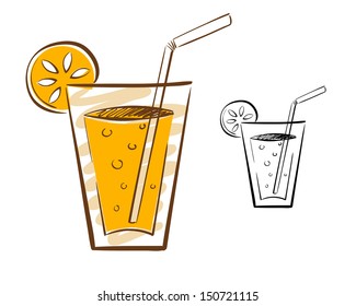 Juice glass in a simple line art vector illustration