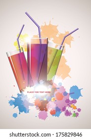 juice glass with  splashes vector illusrtation