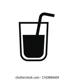 
Juice Glass with Straw Icon. Flat Vector Graphic in White Background.