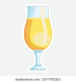 Juice Glass Vector Illustration Sticker. A vibrant and playful cartoon illustration of a juice glass, perfect for adding a fun touch to your designs. Ideal for invitations, posters, and more