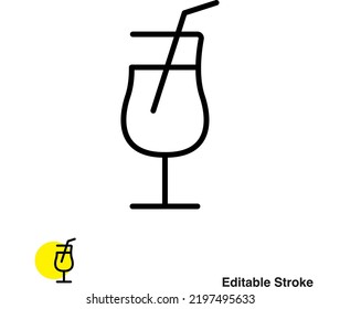 Juice Glass Vector Line Icon