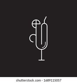 juice glass vector line logo design inspiration