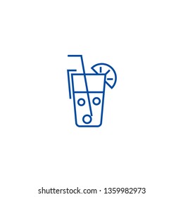 Juice glass,drinks line icon concept. Juice glass,drinks flat  vector symbol, sign, outline illustration.