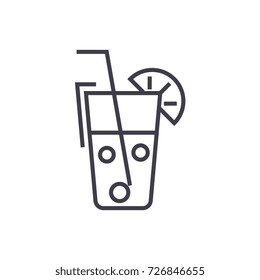 juice glass,drinks vector line icon, sign, illustration on background, editable strokes