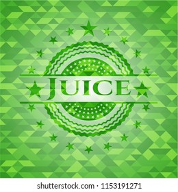 Juice green emblem. Mosaic background