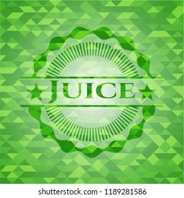 Juice green emblem. Mosaic background