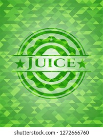 Juice green emblem with triangle mosaic background