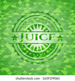 Juice green emblem with triangle mosaic background. Vector Illustration. Detailed.
