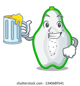 With juice green papaya isolated in the mascot