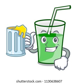 With juice green smoothie mascot cartoon vector illustration