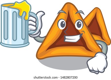 With juice hamantaschen cookies isolated with the mascot