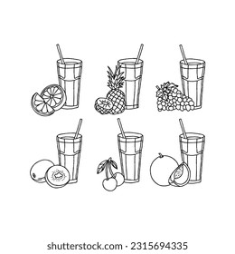 juice hand drawn doodle illustrations vector set