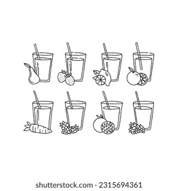 juice hand drawn doodle illustrations vector set