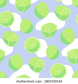 Saft handgezeichnet Limetten Muster. Farbige Limetten, Vektorgrafik.