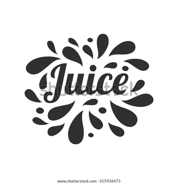 食料雑貨 フルーツストア 包装 広告用のジュースの手書きの文字 ジュースのロゴ ラベル バッジ ドロップとスプラッシュバッジロゴデザイン ベクター イラスト のベクター画像素材 ロイヤリティフリー
