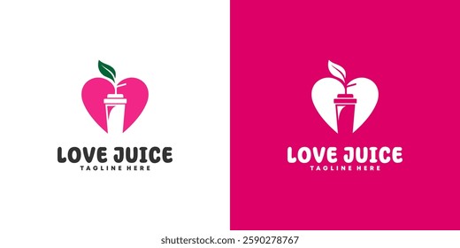 juice heart logo vector, romantic juice logo design
