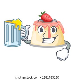 With juice homemade strawberry pudding on character board
