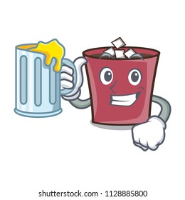 With juice hot chocolate mascot cartoon