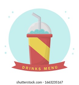 Juice Ice. Cola Drink. Flat Icon Vector Design
