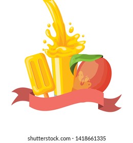 juice ice cream mango splash tropical fruits vector illustration