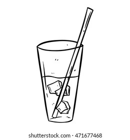 Juice with ice cube and straw using doodle art