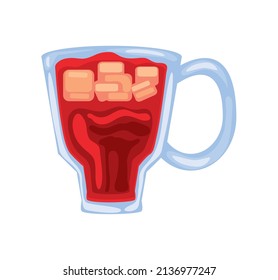 juice with ice in mug icon isolated