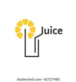 juice icon with abstract glass. concept of party club, tasty, simple emblem, martini decoration, natural. flat linear style trend modern brand graphic design vector illustration on white background