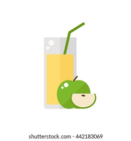 Juice icon. Apple juice isolated icon on white background. Flat style vector illustration.