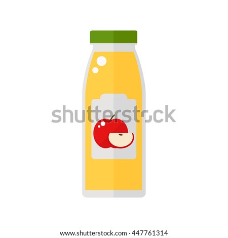 Juice icon. Bottle of juice apple isolated icon on white background. Flat style vector illustration. 