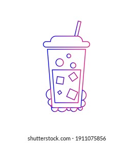 Juice Icon. Cold Coffee Icon. vector flat style, two color, color circle, color background, black shape icon.